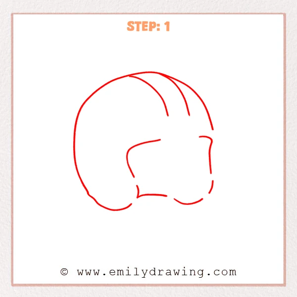 how to draw a football helmet - An early football helmet sketch with a rounded outer shell, an open face area, and curved lower edge lines.